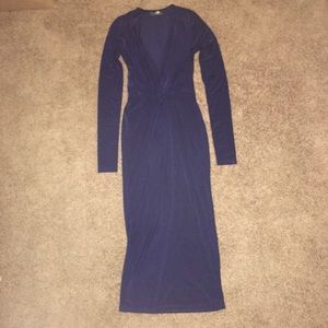 Long sleeve navy blue dress